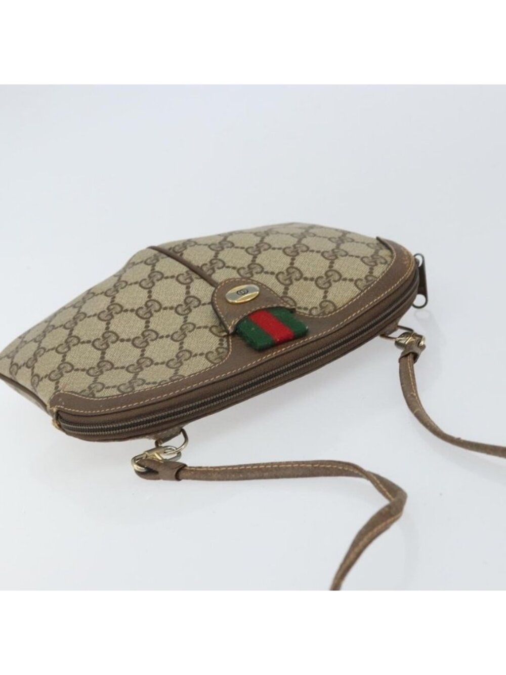 Authentic GUCCI GG Supreme Web Sherry Line Bag PVC Beige Gold 004 02 047 - Picture 13 of 16
